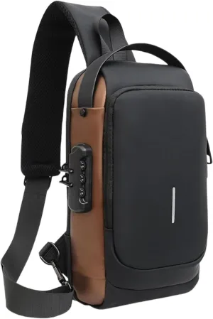 New Carbon Fiber Streamline Anti-Theft Sling Bag, Sling Bag USB Charging Portable SlingBackpack, for Travel Gym Sports (Brown)