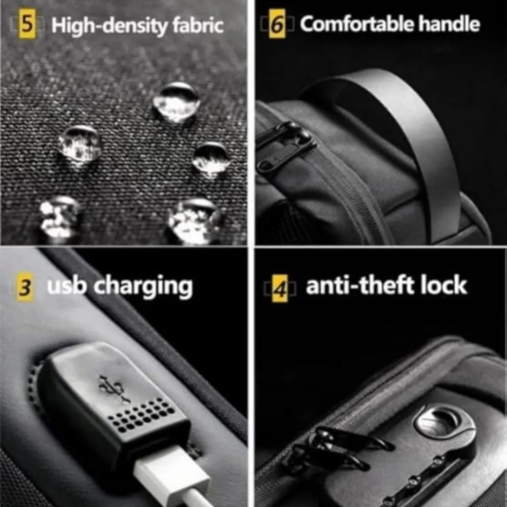 New Carbon Fiber Streamline Anti-Theft Sling Bag, Sling Bag USB Charging Portable SlingBackpack, for Travel Gym Sports (Grey)