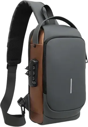 New Carbon Fiber Streamline Anti-Theft Sling Bag, Sling Bag USB Charging Portable SlingBackpack, for Travel Gym Sports (Grey)