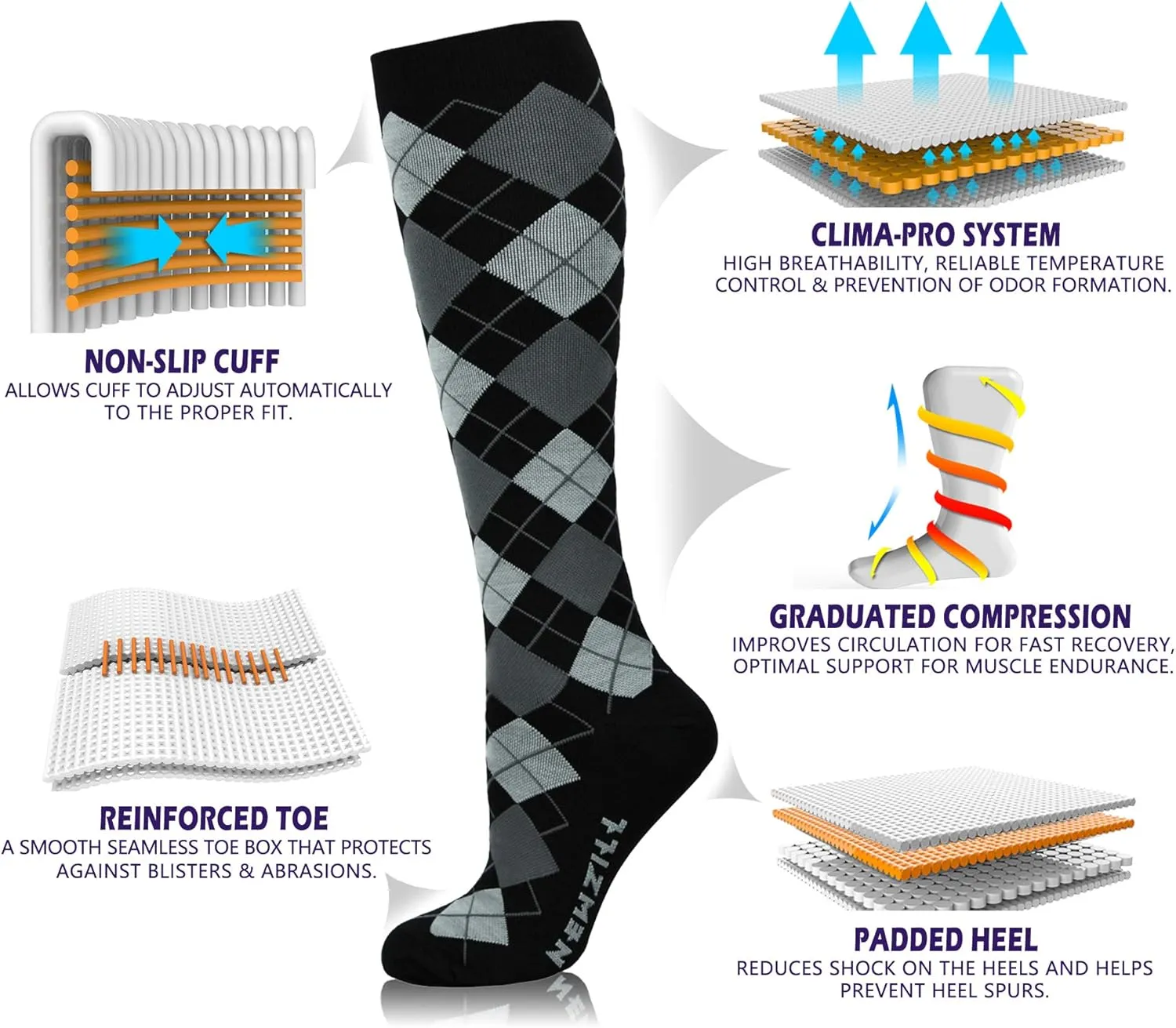 NEWZILL Medical Compression Socks for Women & Men Circulation 20-30 mmHg, Best for Running Athletic Hiking Travel Flight Nurses