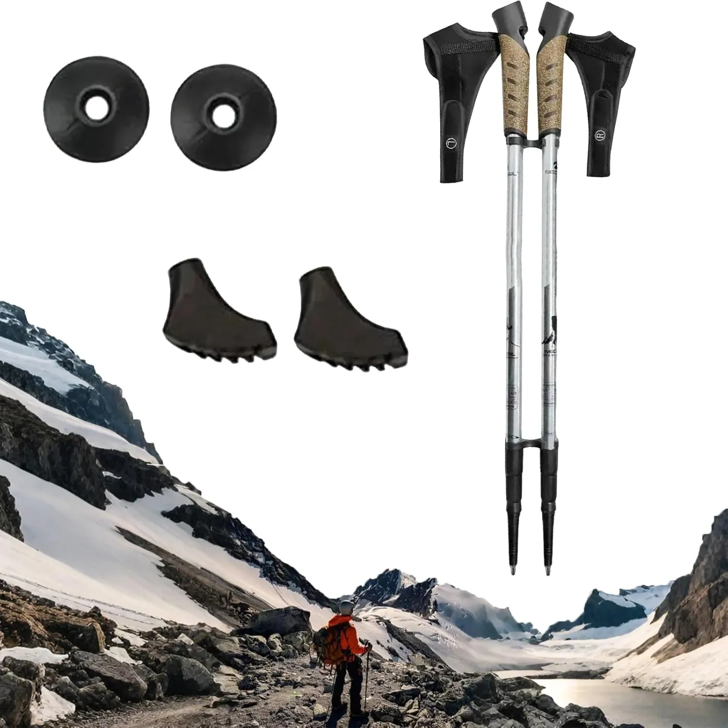Nordic Walking Carbon Poles W/Cork Grips, 1-Pairs Poles. Safer, Lighter, Stronger, More Durable Than Flimsy Poles