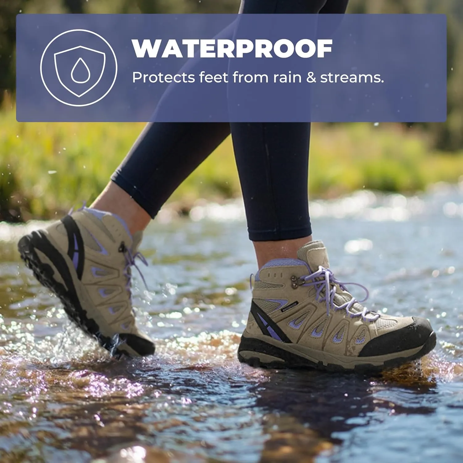 NORTIV 8 Women's Waterproof Hiking Boots Outdoor Trekking Camping Trail Hiking Boot
