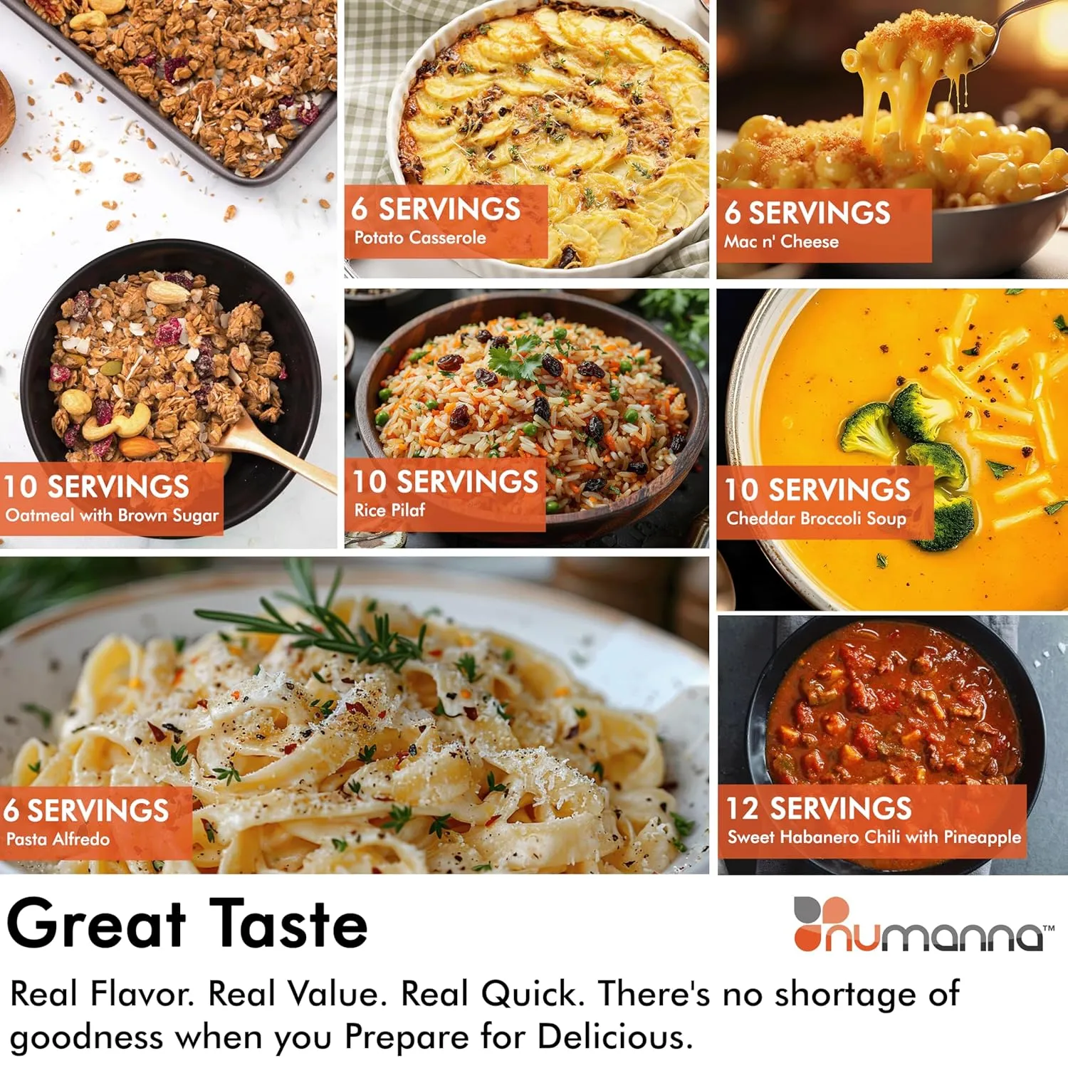 Numanna Family Pack Bucket 144 Servings Easy Prep Survival Meals Emergency Food Supply Everyday Meals Camping Food Non-Gmo, No Added Preservatives Made in USA 25  Year Shelf Life Long Term Meal