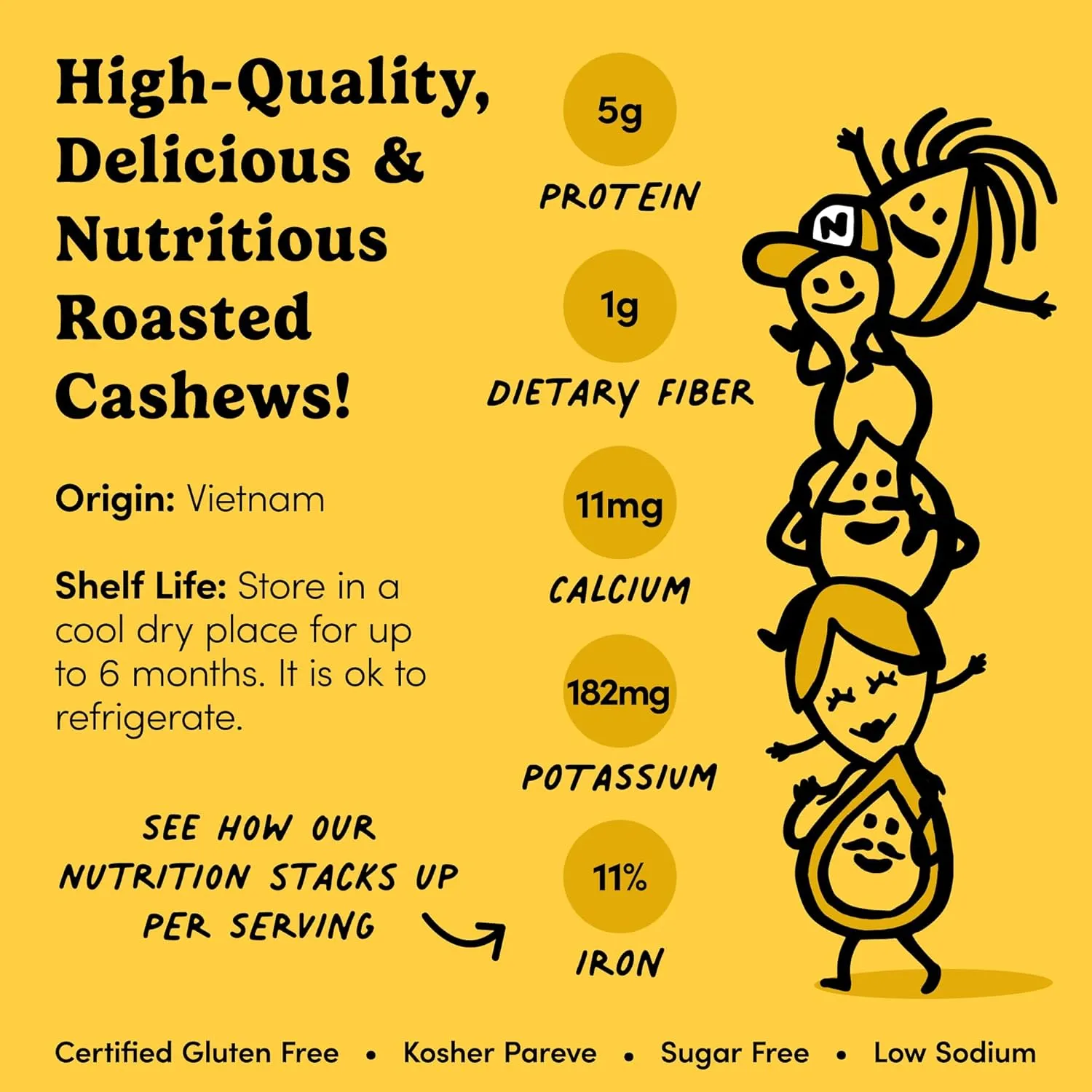 Nuts.com – Roasted Cashews (Lightly Salted) — Creamy & Savory Flavor, Healthy Snack for Adults & Kids, Good Source of Protein, Fiber, Calcium, Iron & Healthy Fats – Vegan & Gluten-Free – 2 Lb Bag