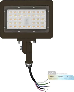 NUWATT 15W LED Flood Light, 3CCT 3000K/4000K/5000K Selectable, IP65 Waterproof Lighting, 1/2" Adjustable Knuckle Mount, 2100 Lumens, 120-277V, Outdoor Security Floodlight for Yard, Bronze, UL