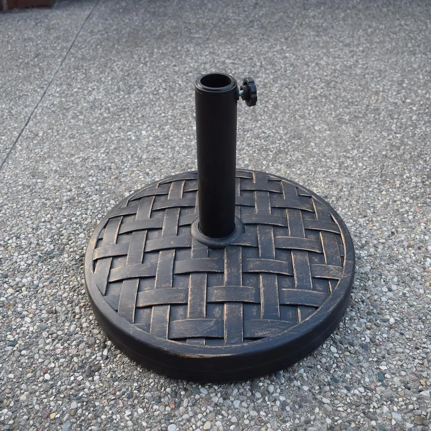 Oakland Living Cast Iron and Concrete Umbrella Stand, Antique Black, 40 lb.
