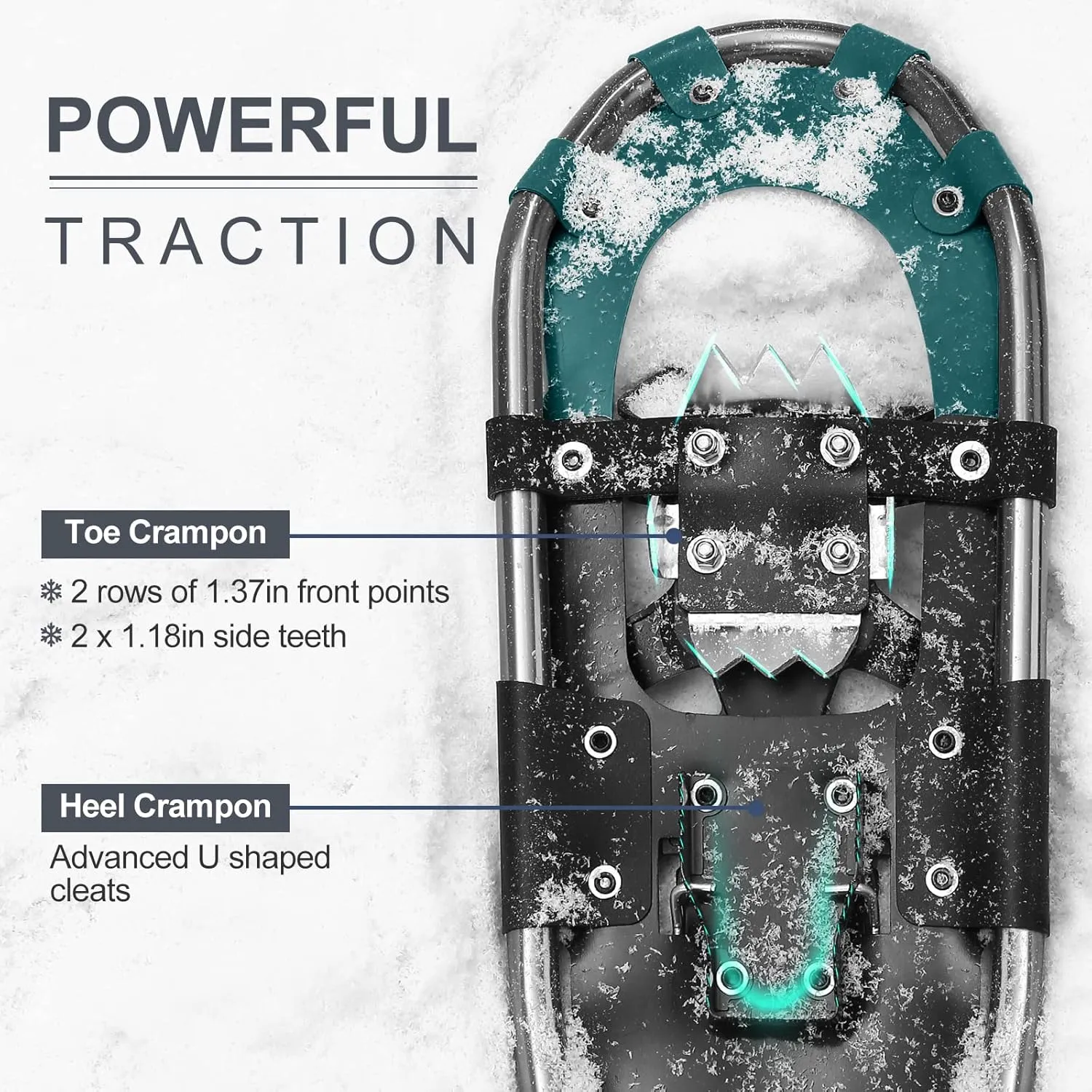 Odoland 21/25/30 Inch Snowshoes with Trekking Poles for Men Women Youth, Waterproof Snow Leg Gaiters and Carrying Bag, Lightweight Aluminum, Heel Lift, Snow Shoes Easy to Wear