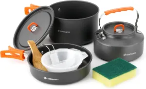 Odoland Bundle - 2 Items 10pcs Camping Cookware and Folding Campfire Grill