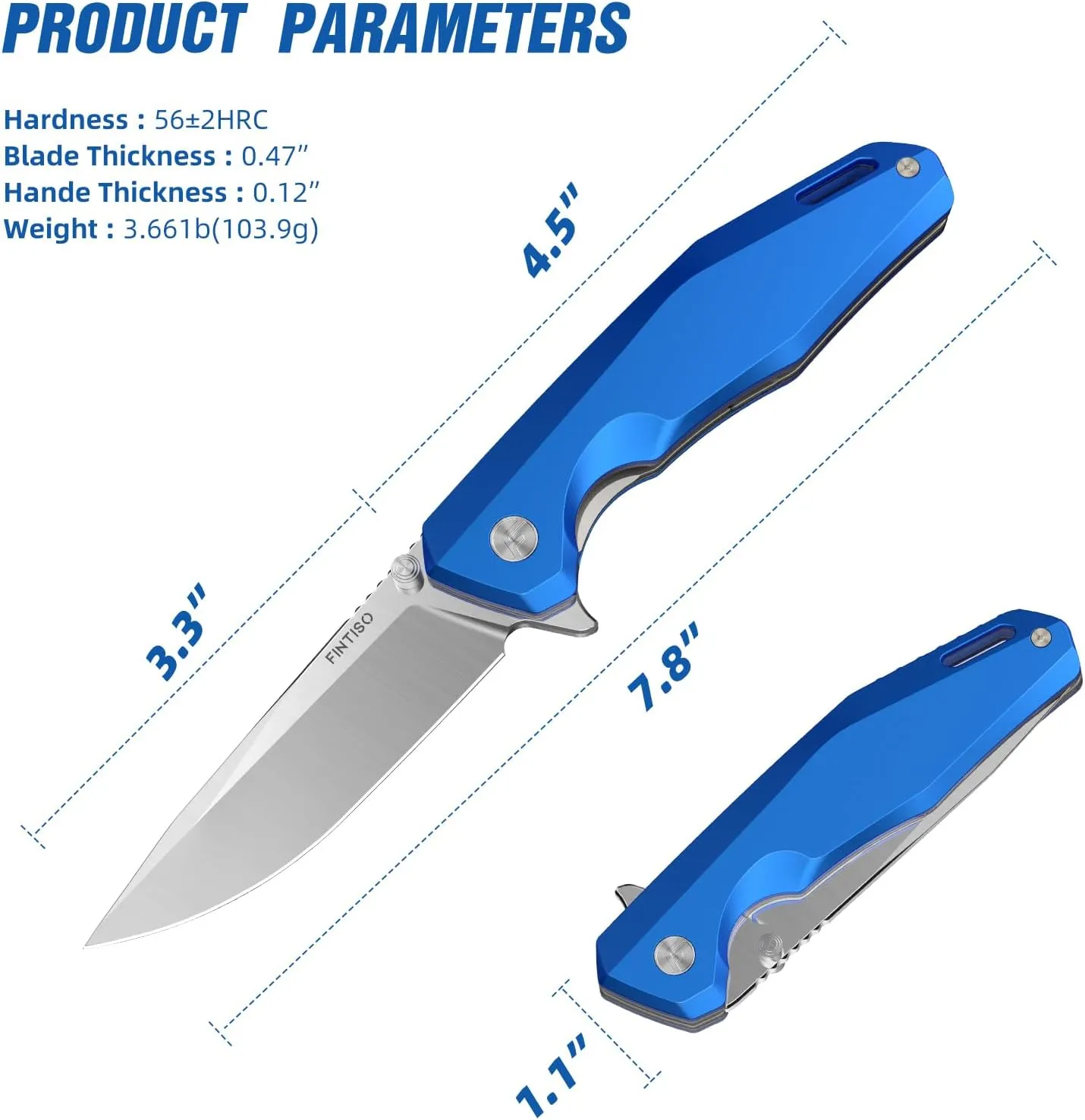 Odyssey Pocket Knife, 3.22" Folding knife with Premium 14C28N Blade, Aluminum Alloy Blue Handle, Small EDC Knife with Pocket Clip for Men Women, Sharp Outdoor Camping Survival Hiking Knives