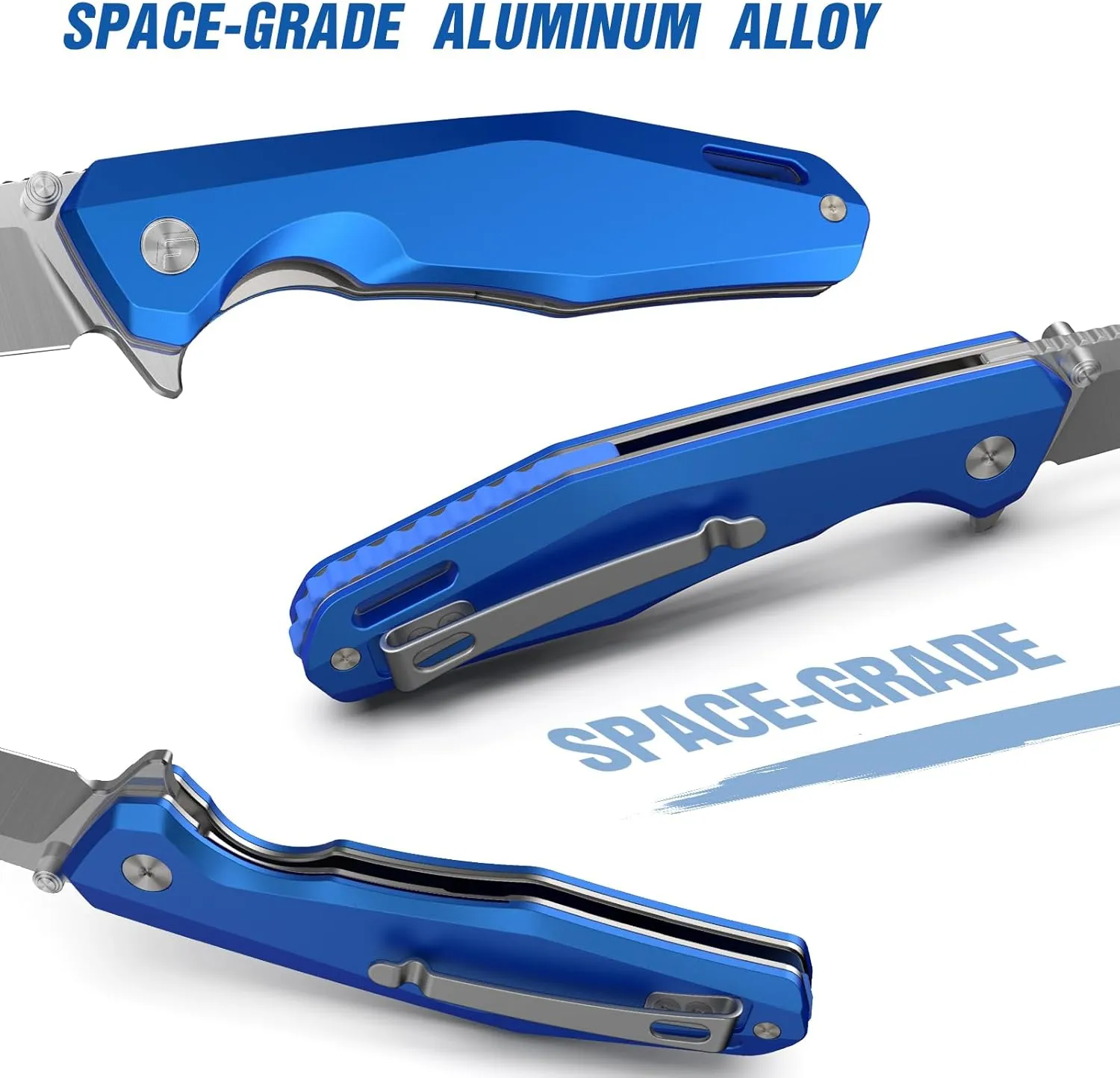 Odyssey Pocket Knife, 3.22" Folding knife with Premium 14C28N Blade, Aluminum Alloy Blue Handle, Small EDC Knife with Pocket Clip for Men Women, Sharp Outdoor Camping Survival Hiking Knives