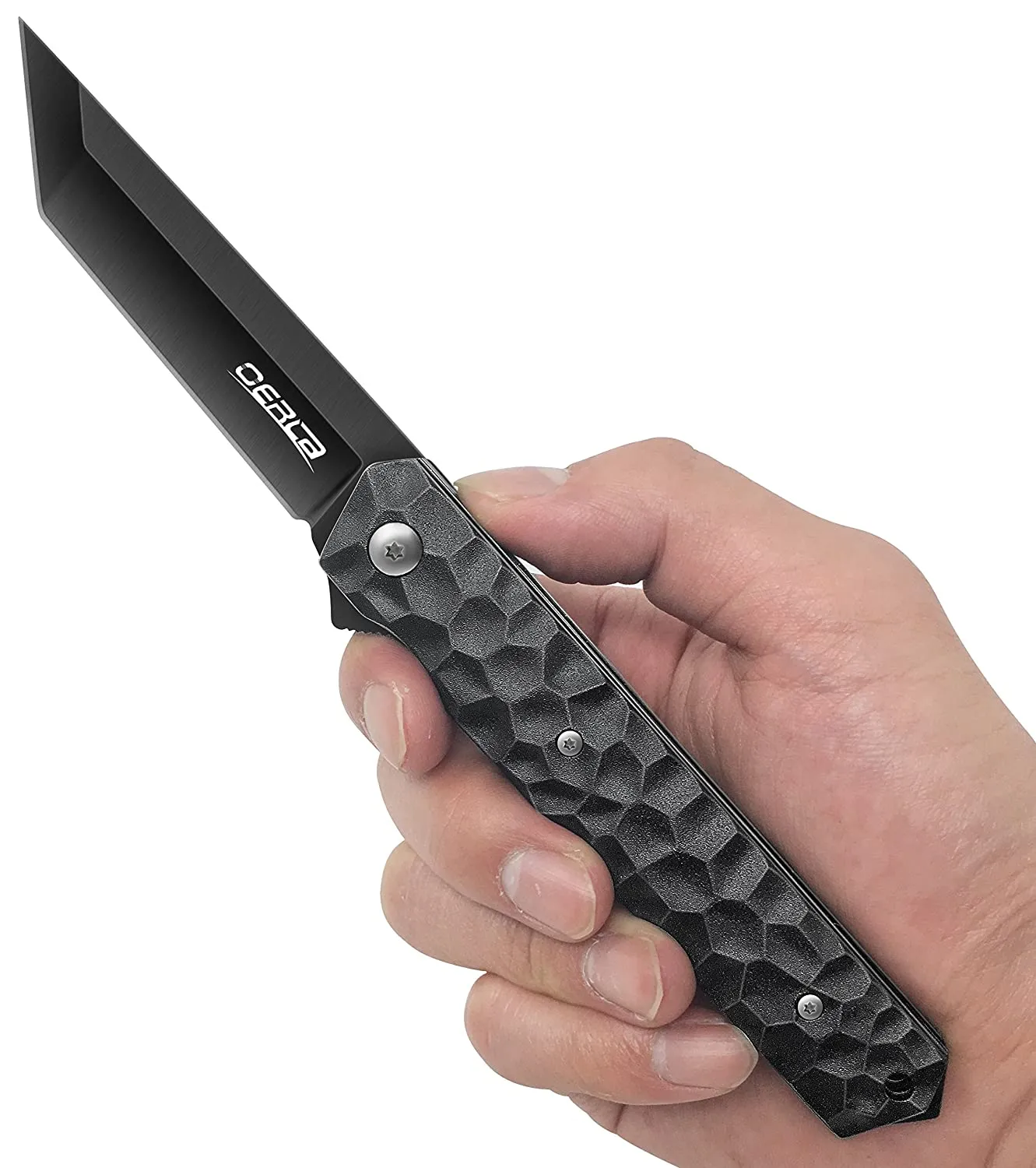 OERLA EDC Pocket Folding Blade 5Cr13Mov Steel Ball Bearing Flipper Knife 3.54" Blade(Black)