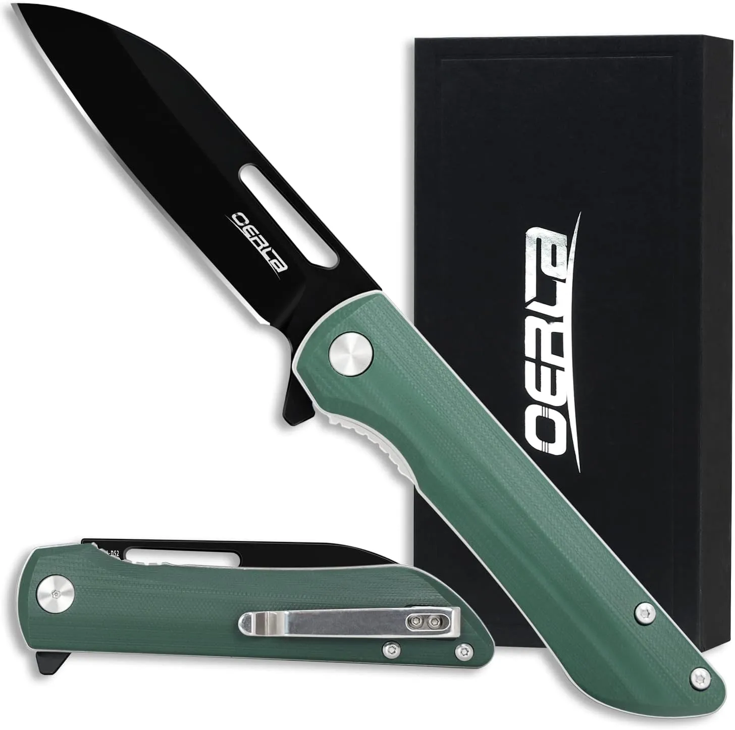OERLA Knight EDC Folding Pocket Knife 4" D2 Steel Blade with G10 Handle and Deep Pocket Clip for Men and Women of Outdoor Camping Survival and Hiking Knives
