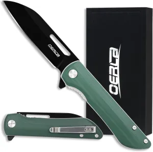 OERLA Knight EDC Folding Pocket Knife 4" D2 Steel Blade with G10 Handle and Deep Pocket Clip for Men and Women of Outdoor Camping Survival and Hiking Knives