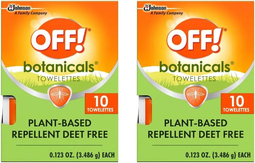 OFF! Botanicals Plant-Based Towelettes 10 Count (Pack of 2)