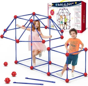 OleFun Fort Building Kit for Kids 4,5,6,7,8 Year Old Boys & Girls, 140 pcs, Creative STEM Building Toys for DIY Castles, Tunnels, Play Tent, Ideal Gift for Aged 5-8