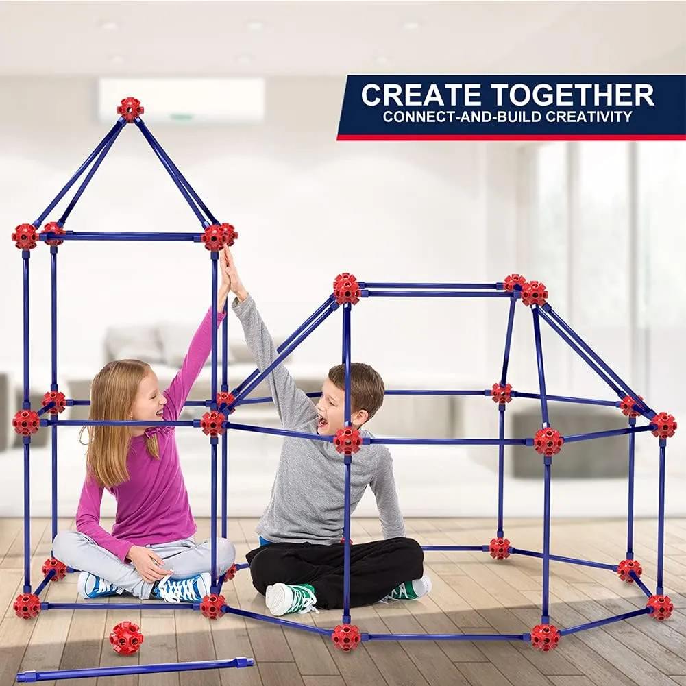 OleFun Fort Building Kit for Kids 4,5,6,7,8 Year Old Boys & Girls, 140 pcs, Creative STEM Building Toys for DIY Castles, Tunnels, Play Tent, Ideal Gift for Aged 5-8