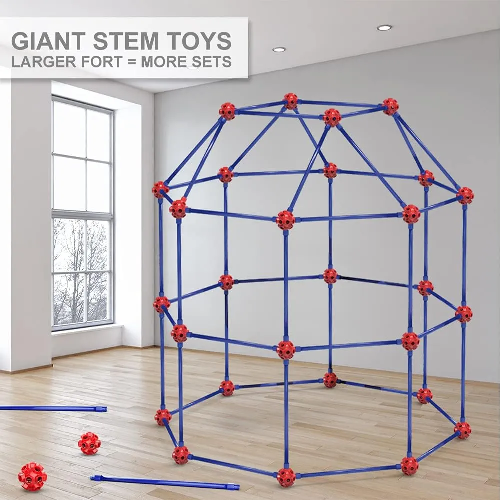 OleFun Fort Building Kit for Kids 4,5,6,7,8 Year Old Boys & Girls, 140 pcs, Creative STEM Building Toys for DIY Castles, Tunnels, Play Tent, Ideal Gift for Aged 5-8