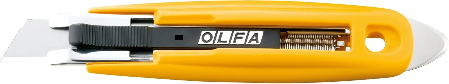 OLFA Self-Retracting Safety Utility Knife (SK-9) - Multi-Purpose Semi-Auto Box Cutter w/Self Retractable Blade & Tape Splitter Pick, Replacement Blades: OLFA SKB-2, SKB-2S, RSKB, & HOB Safety Blades