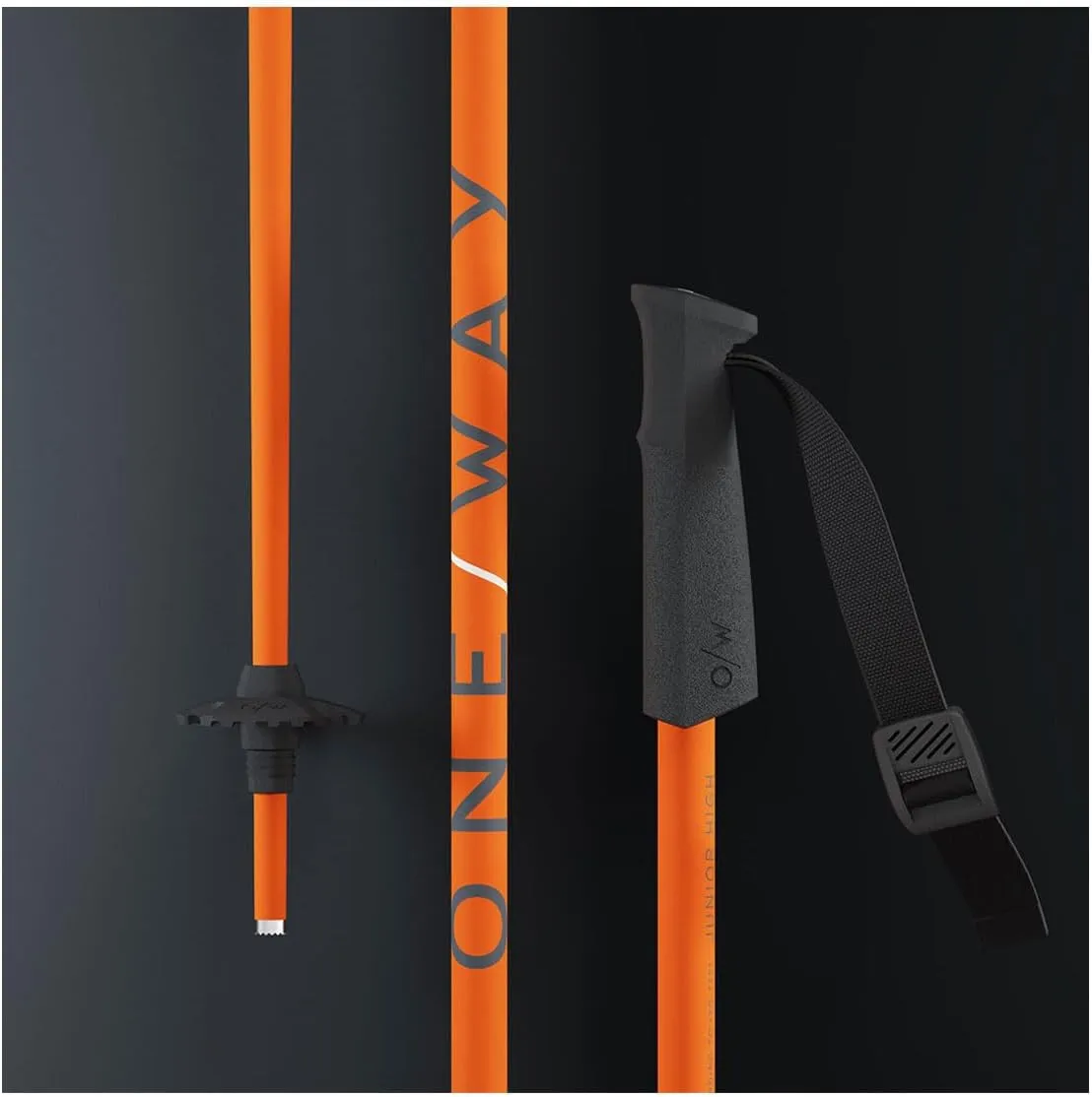 ONE Way Junior High Ski Poles - Durable Lightweight Aluminum Easy-to-Use Outdoor Winter Sports Downhill Alpine Ski Poles with Ergonomic Grip & Adjustable Strap