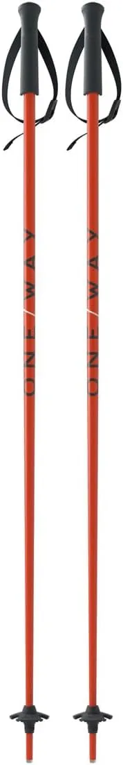 ONE Way Junior High Ski Poles - Durable Lightweight Aluminum Easy-to-Use Outdoor Winter Sports Downhill Alpine Ski Poles with Ergonomic Grip & Adjustable Strap