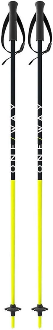 ONE Way Junior Ski Poles - Durable Stable Lightweight Aluminum Easy-to-Use Outdoor Winter Sports Downhill Alpine Ski Poles with Ergonomic Grip & Adjustable Strap