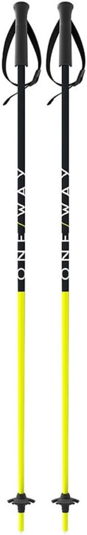 ONE Way Junior Ski Poles - Durable Stable Lightweight Aluminum Easy-to-Use Outdoor Winter Sports Downhill Alpine Ski Poles with Ergonomic Grip & Adjustable Strap