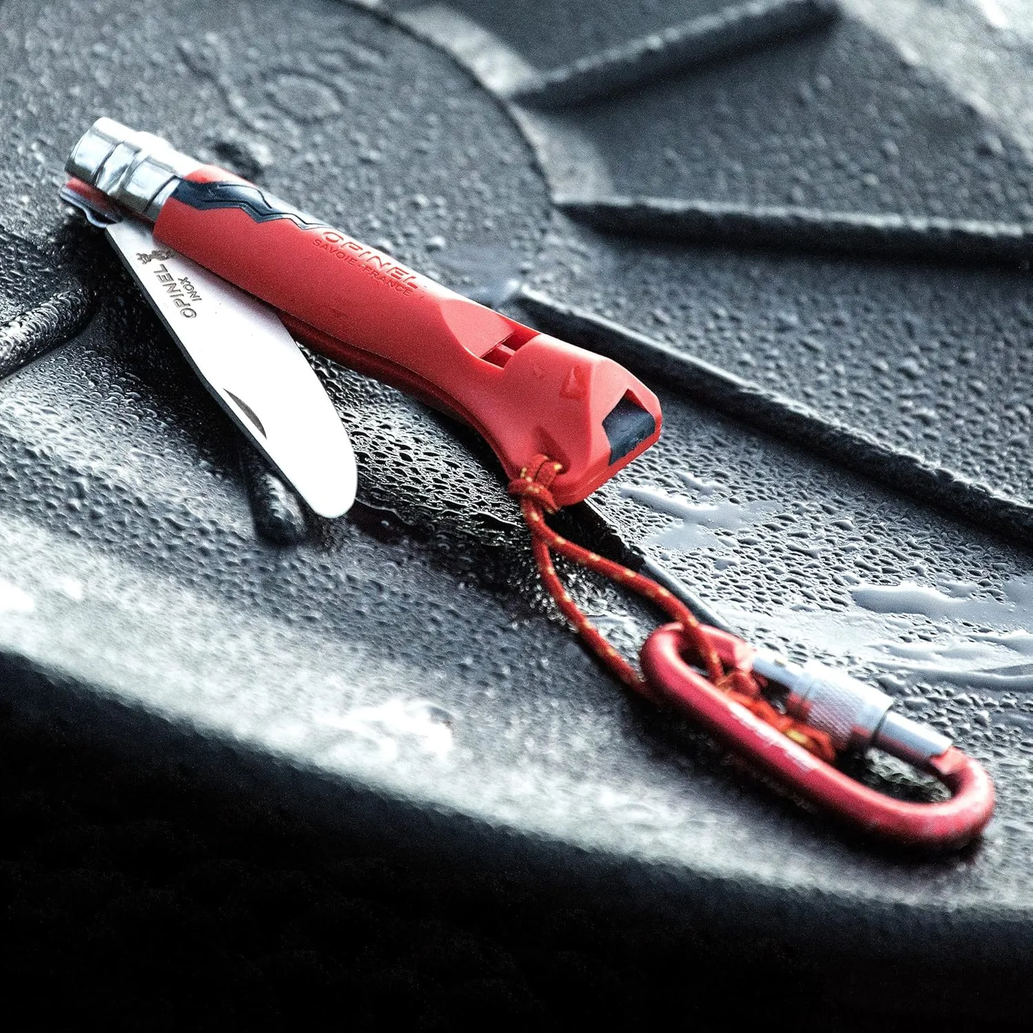 Opinel Outdoor Junior No. 07 Stainless Steel Folding Knife with Safety Rounded Tip, Integrated Whistle, Made in France