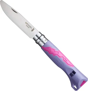 Opinel Outdoor Junior No. 07 Stainless Steel Folding Knife with Safety Rounded Tip, Integrated Whistle, Made in France