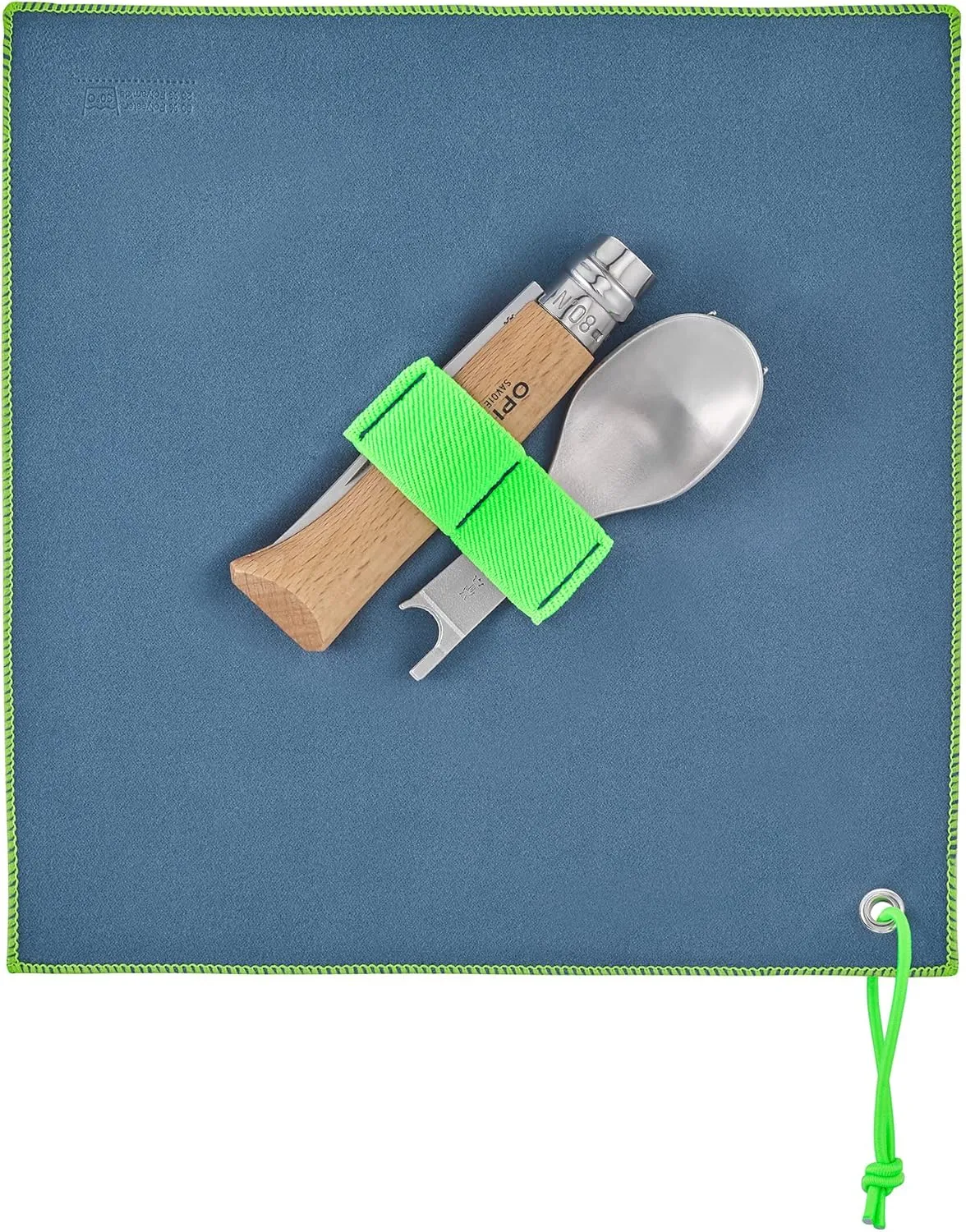 Opinel Picnic  Cutlery Full Set, No.8 Stainless Steel Knife, Fork and Spoon Insert, Micro Fiber Napkin