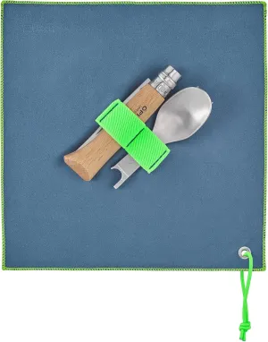 Opinel Picnic  Cutlery Full Set, No.8 Stainless Steel Knife, Fork and Spoon Insert, Micro Fiber Napkin