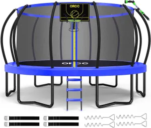 ORCC 1200LBS Weight Capacity Trampoline 16 15 14 12 10 8FT Outdoor Yard Trampolines for Kids Adults Outdoor Yard Trampolines for Kids Adults