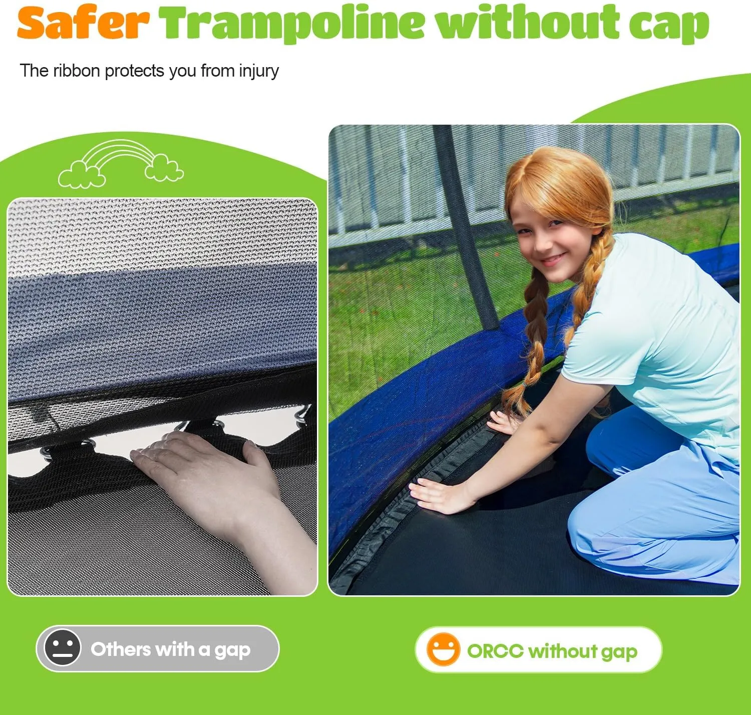 ORCC 1200LBS Weight Capacity Trampoline 16 15 14 12 10 8FT Outdoor Yard Trampolines for Kids Adults Outdoor Yard Trampolines for Kids Adults