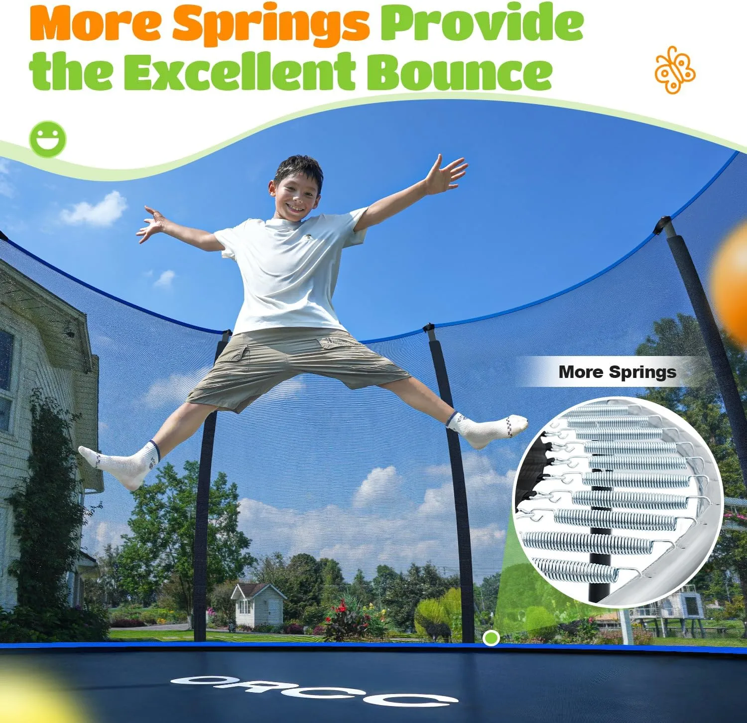 ORCC 1200LBS Weight Capacity Trampoline 16 15 14 12 10 8FT Outdoor Yard Trampolines for Kids Adults Outdoor Yard Trampolines for Kids Adults