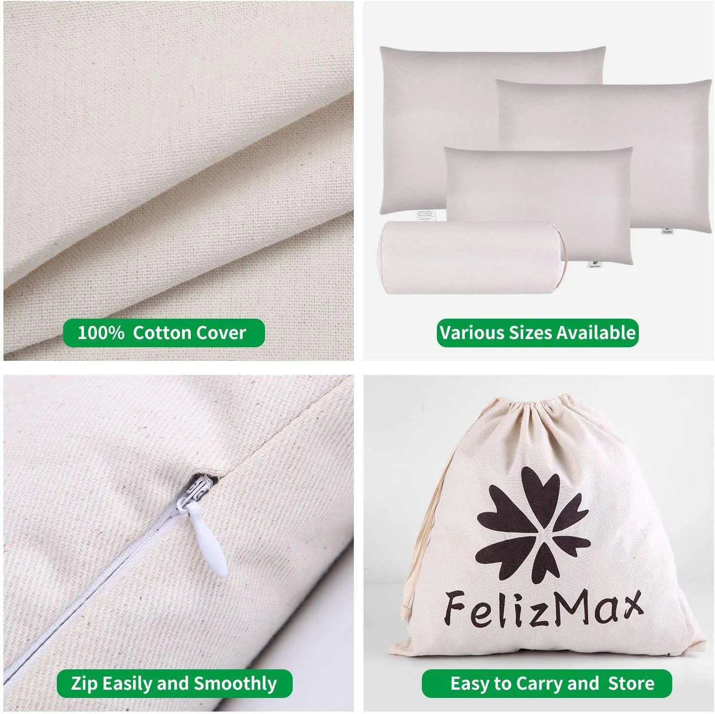 Organic Buckwheat Pillow for Sleeping, 100% Natural Premium buckwheat Hulls, Organic Cotton Cover for Cool Sleep, Neck Support for Back and Side Sleepers, Buckwheat Refill-Standard Size (20" x 26")