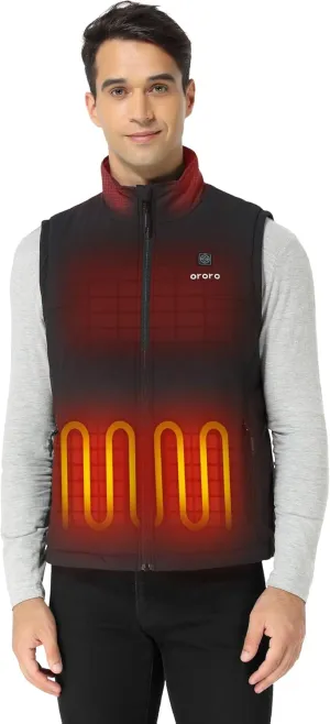 ORORO Men's Heated Quilted Vest with Battery Pack, Lightweight Quilted Heating Vest (Charger Not Included)