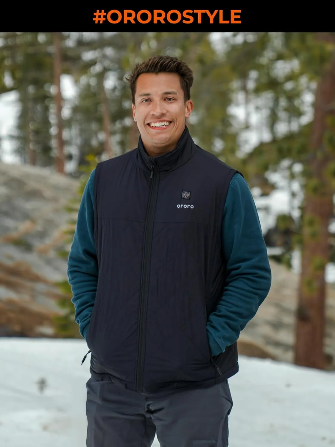 ORORO Men's Heated Quilted Vest with Battery Pack, Lightweight Quilted Heating Vest (Charger Not Included)