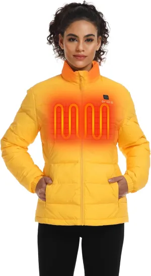 ORORO Women's Heated Puffer Jacket with 4 Heat Zones, Lightweight Heated Coat (Charger Not Included)