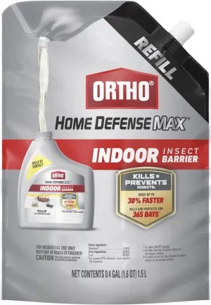 Ortho Home Defense Max Indoor Insect Barrier - Bug Killer Spray Controls Ants, Roaches, Spiders, and More, 1.5 L Refill Pouch