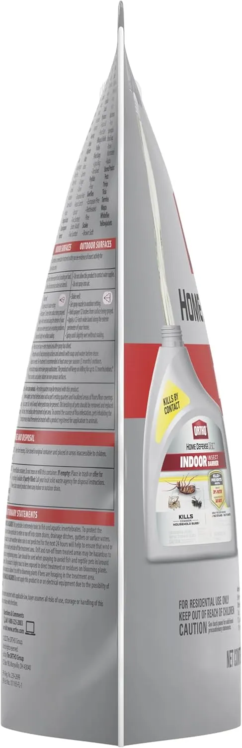 Ortho Home Defense Max Indoor Insect Barrier - Bug Killer Spray Controls Ants, Roaches, Spiders, and More, 1.5 L Refill Pouch