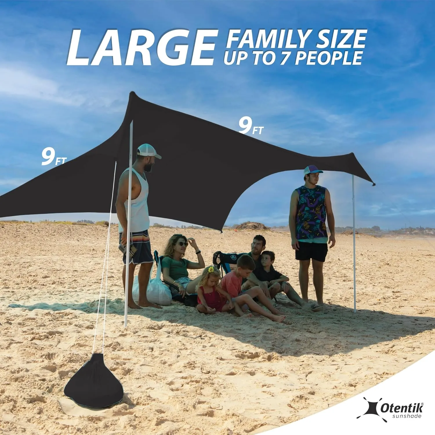 Otentik Beach Sunshade - with Sandbag Anchors - The Original Sunshade Since 2011