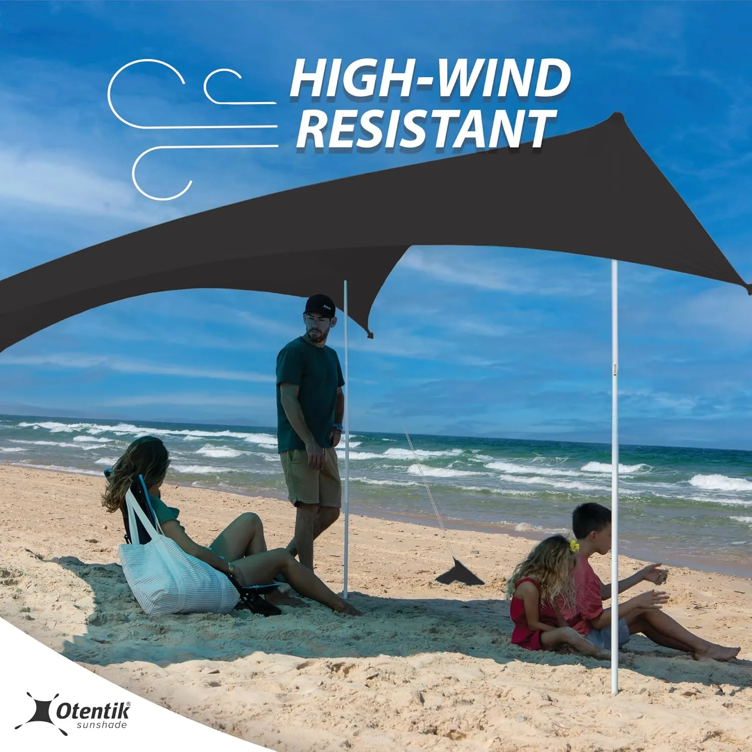 Otentik Beach Sunshade - with Sandbag Anchors - The Original Sunshade Since 2011