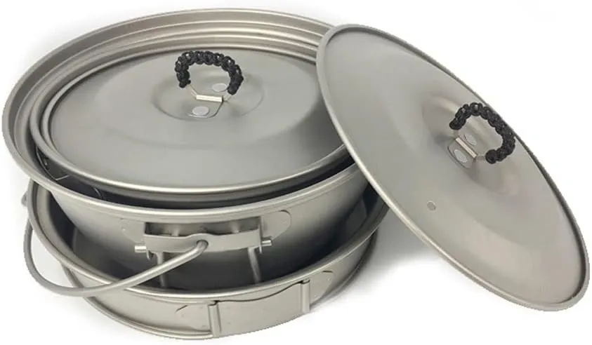 Outdoor Camping Camping Cookware Kit Outdoor Camping Pot Pan Camping Cooker Pure Titanium Frying Pan Lightweight Hanging Pot Outdoors Kitchen Adventures Picnics