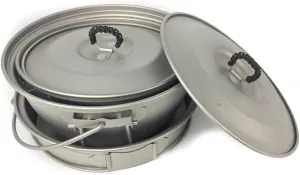 Outdoor Camping Camping Cookware Kit Outdoor Camping Pot Pan Camping Cooker Pure Titanium Frying Pan Lightweight Hanging Pot Outdoors Kitchen Adventures Picnics