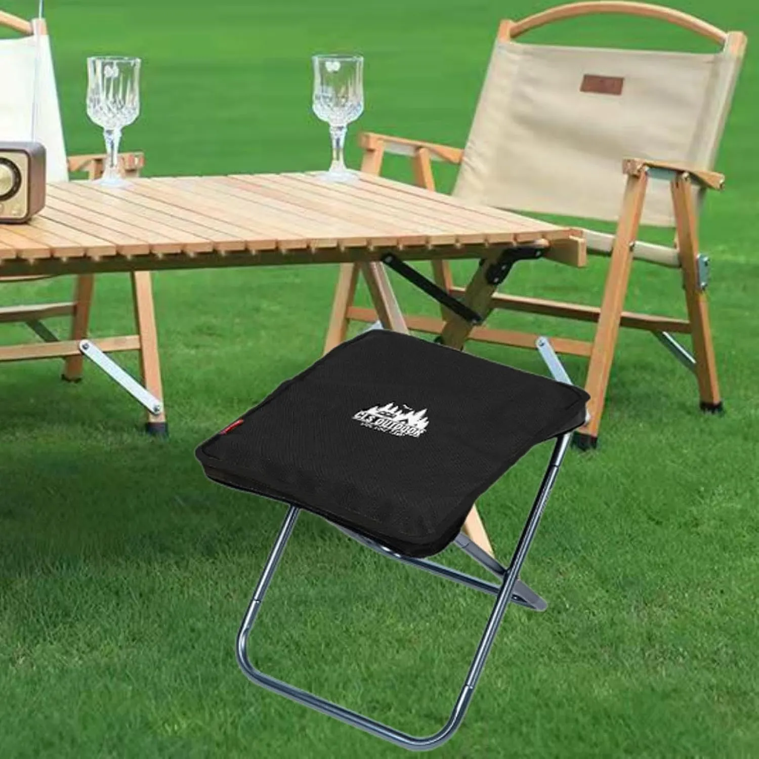 Outdoor Compact Seating Solution for Travel and Events, Black
