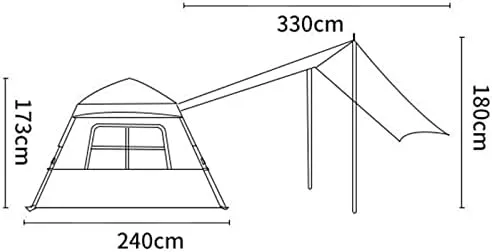 Outdoor Double Pop Up Tents for Camping, 4-Person Instant Blackout Tents for Family with Vestibule and Rainfly, 4 Season Lightweight Family Bell Tents, Easy to Assemble (Brown 240*