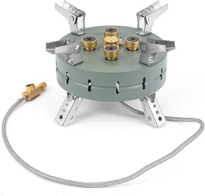 Outdoor Electronic Ignition Stoves Foldable Gas stove Adjustable Firepower Camping Hiking Furnace Gas Cooker Cartridge Furnace (Color : Green)