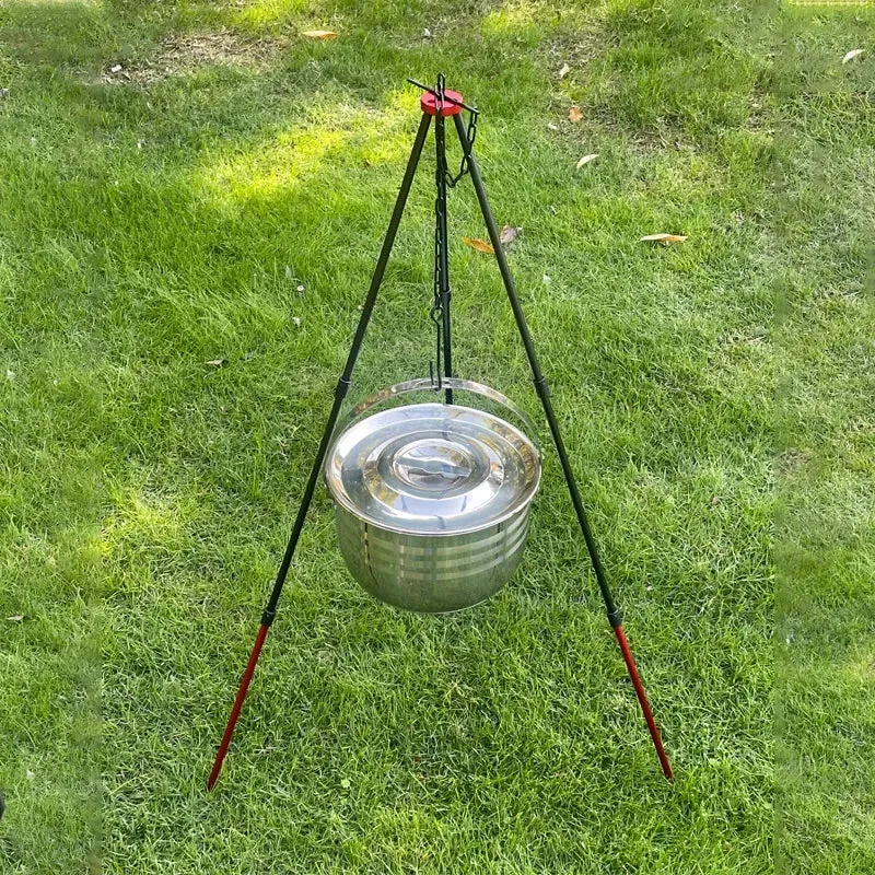 Outdoor Large Campfire Stand | Portable Hanging Pot Tripod for Camping, Barbecue, and Grilling