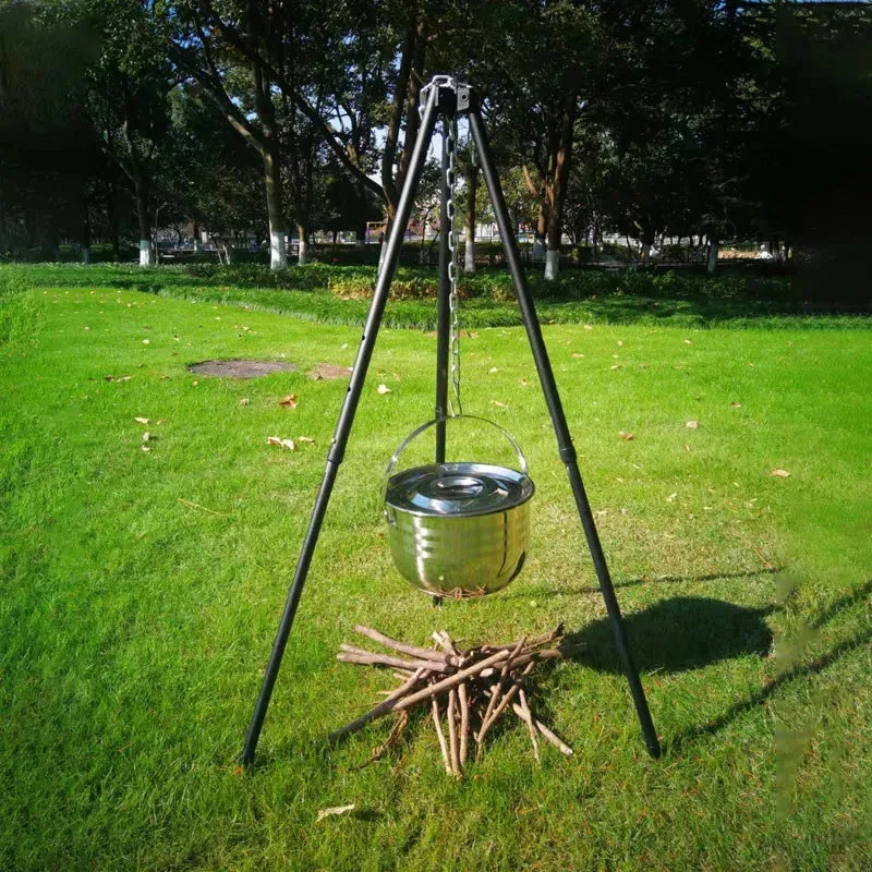 Outdoor Large Campfire Stand | Portable Hanging Pot Tripod for Camping, Barbecue, and Grilling