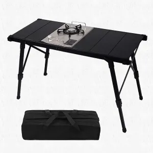 Outdoor Picnic Camping Table BBQ Grill Removable Camping Table Aluminum Portable Folding Camp Cook Station for Outdoor Picnic Beach BBQ RV Traveling(B)
