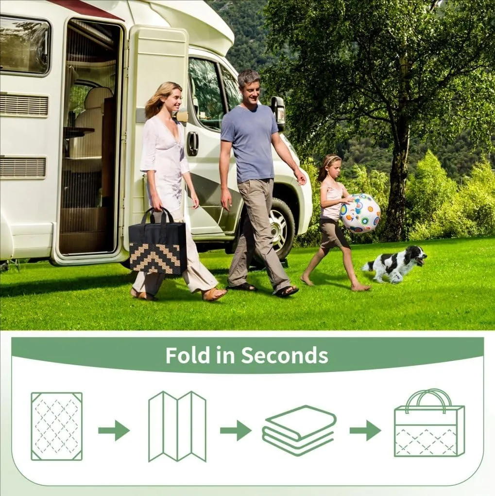 Outdoor Rug 5x8 Waterproof for Patios Clearance Camping Large Floor Mats for RV Backyard Deck Balcony Porch Washable No Slip Thin Durable Carpet Natural Rustic Black and White Stone Pattern Rugs